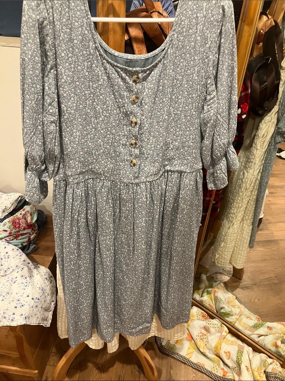 Cottagecore linen dress maternity and nursing